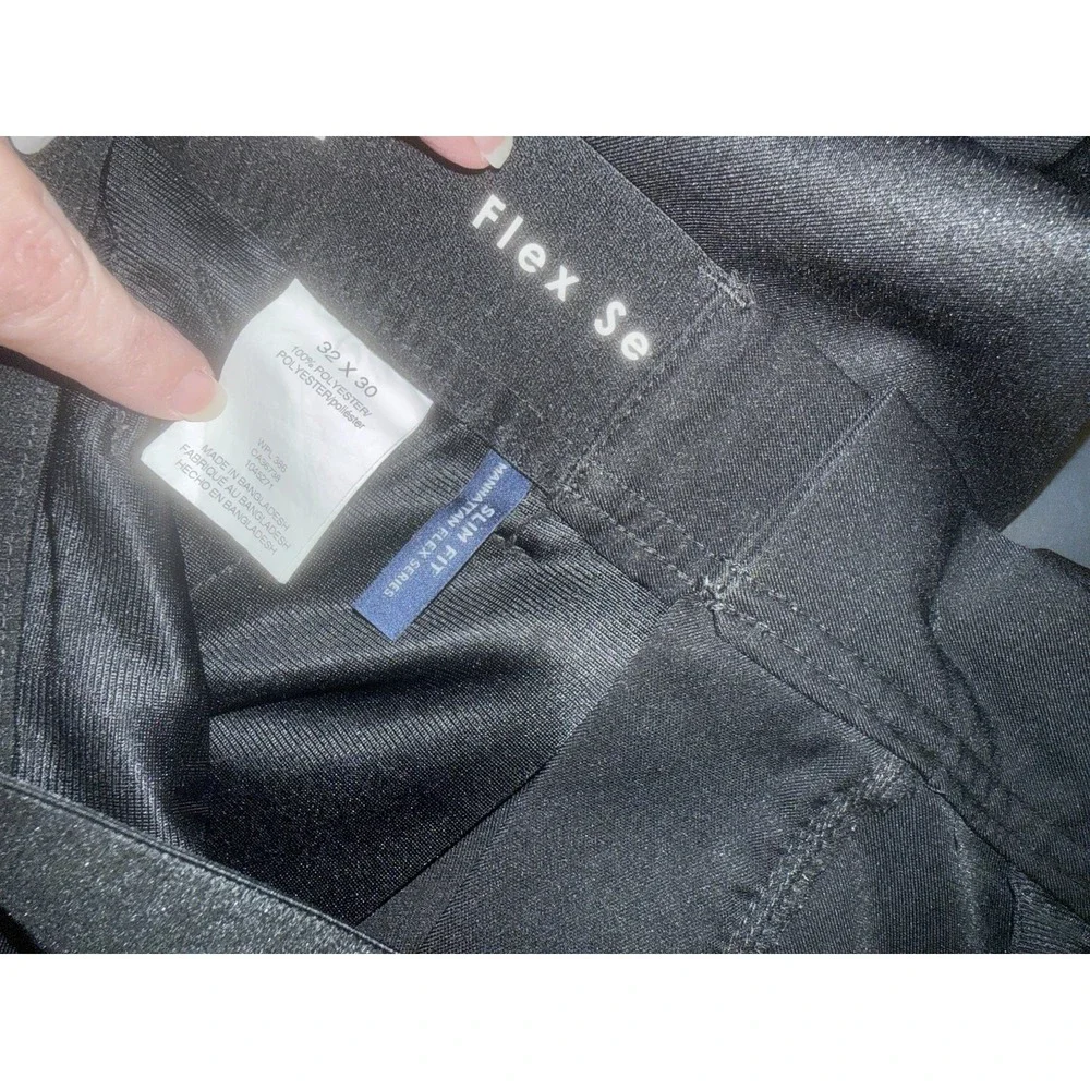 Men's HAGGAR Slim FIT BLACK PANTS SIZE 32X30 Manhattan COMFORT FLEX Series WAIST